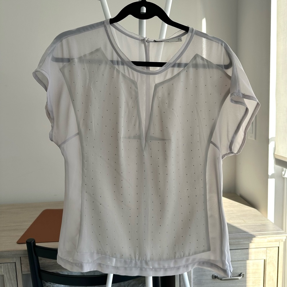Karen Millen Sheer Silver Blouse